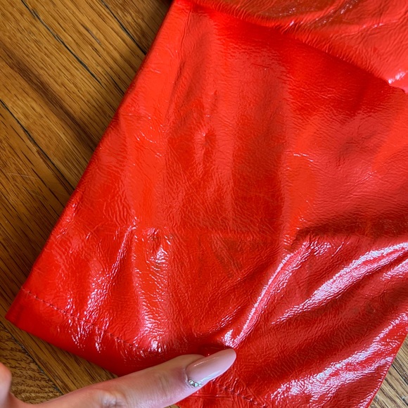 Fiorucci Yves Cigarette Straight Leg Vinyl Pant in Orange Red 23 - Picture 12 of 14